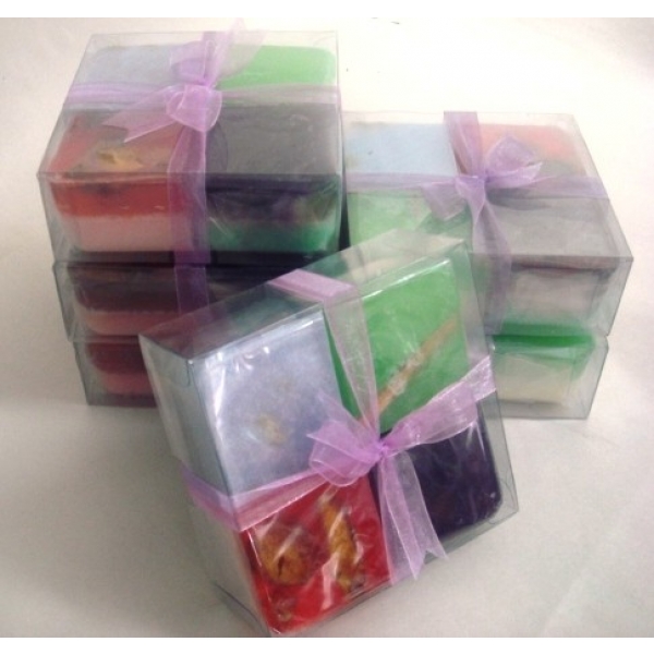 GIFT BOX CLEAR PVC 4 x 125g DOUBLE LAYERED SOAPS (batch of 4)